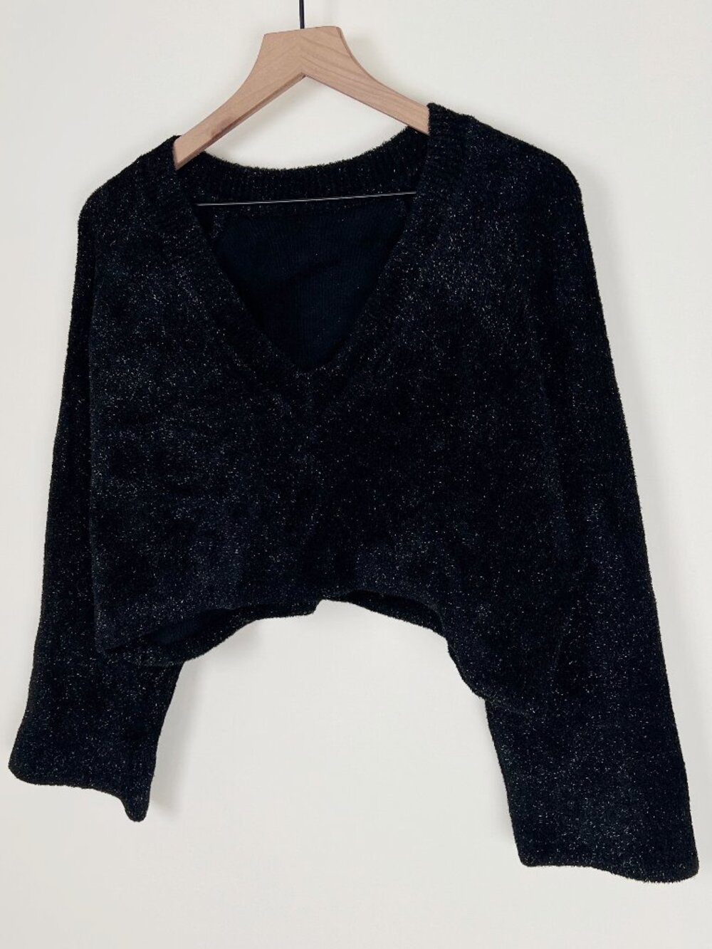 Alaïa Paris Metallic Shimmer Cropped Sweater Wide Sleeve French Designer Crop 42